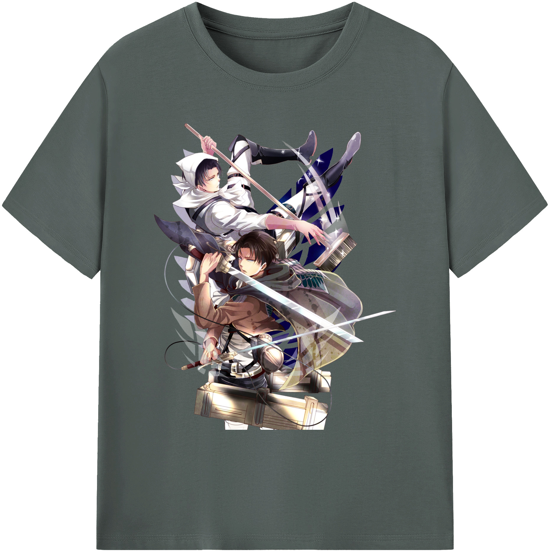 （画像用） 進撃の巨人 リヴァイ·アッカーマン Attack on Titan Levi Ackerman 綿100％ メンズ半袖Tシャツ｜肌触りやわらか＆通気性